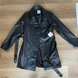 Black Leather Trench Coat